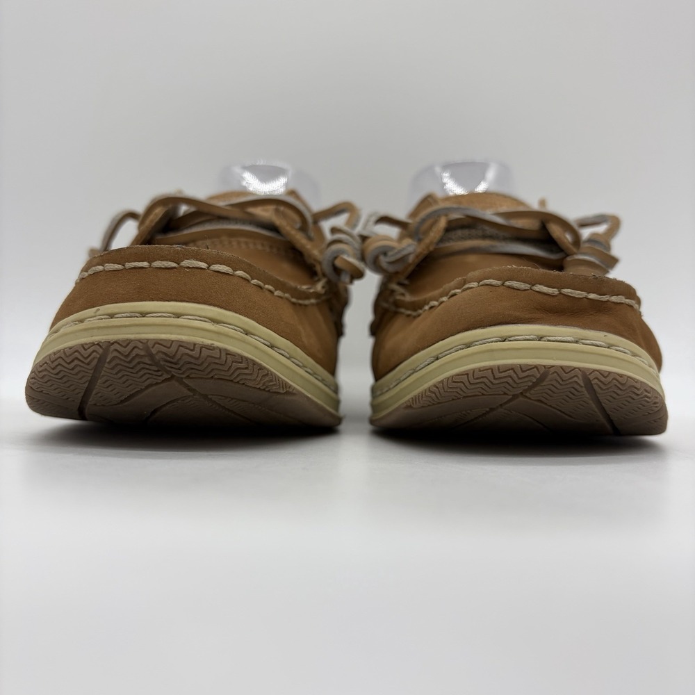 Magellan Womens 8.5 Shoes Boat Deck Brown Tan Leather Comfort Flat Round Toe - Picture 11 of 11
